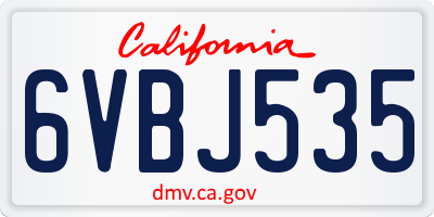 CA license plate 6VBJ535