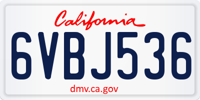 CA license plate 6VBJ536