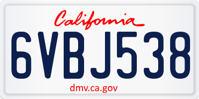 CA license plate 6VBJ538