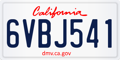 CA license plate 6VBJ541