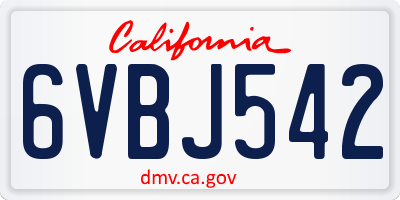 CA license plate 6VBJ542