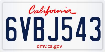 CA license plate 6VBJ543