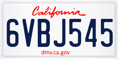 CA license plate 6VBJ545