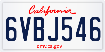 CA license plate 6VBJ546
