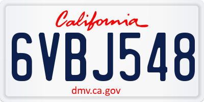 CA license plate 6VBJ548