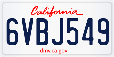 CA license plate 6VBJ549