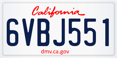 CA license plate 6VBJ551