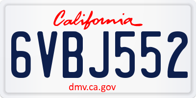 CA license plate 6VBJ552