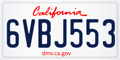 CA license plate 6VBJ553
