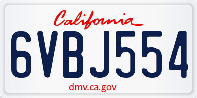 CA license plate 6VBJ554