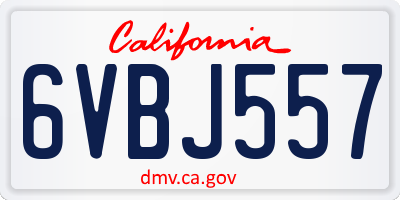 CA license plate 6VBJ557
