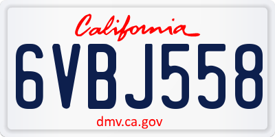 CA license plate 6VBJ558