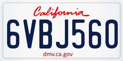 CA license plate 6VBJ560