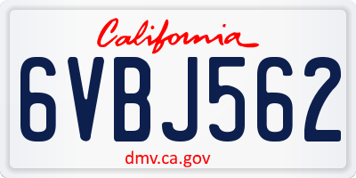 CA license plate 6VBJ562