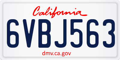 CA license plate 6VBJ563