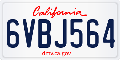 CA license plate 6VBJ564