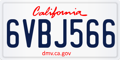 CA license plate 6VBJ566