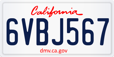 CA license plate 6VBJ567
