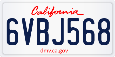 CA license plate 6VBJ568