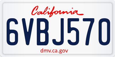 CA license plate 6VBJ570