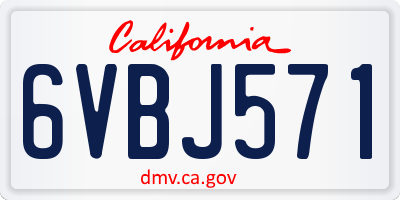 CA license plate 6VBJ571