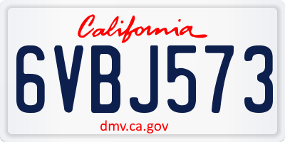 CA license plate 6VBJ573
