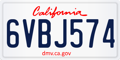 CA license plate 6VBJ574