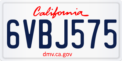 CA license plate 6VBJ575