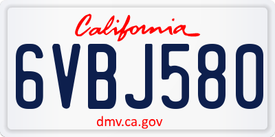 CA license plate 6VBJ580