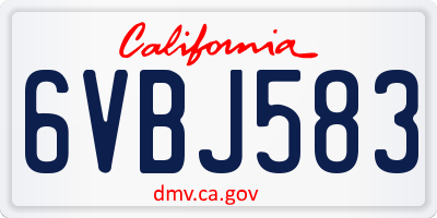 CA license plate 6VBJ583