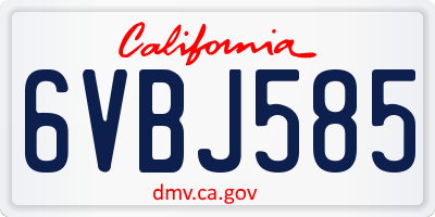 CA license plate 6VBJ585