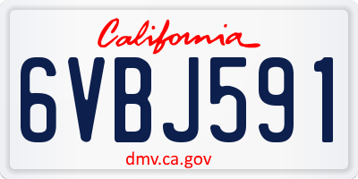 CA license plate 6VBJ591