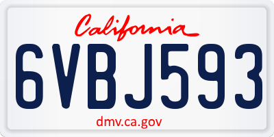 CA license plate 6VBJ593