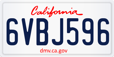 CA license plate 6VBJ596