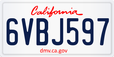 CA license plate 6VBJ597