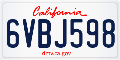 CA license plate 6VBJ598