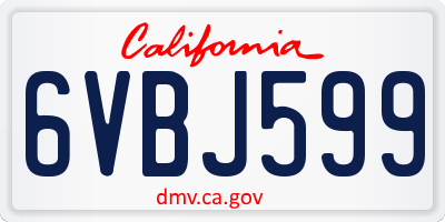 CA license plate 6VBJ599