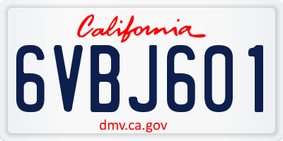 CA license plate 6VBJ601