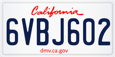 CA license plate 6VBJ602