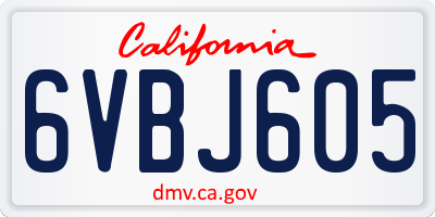 CA license plate 6VBJ605