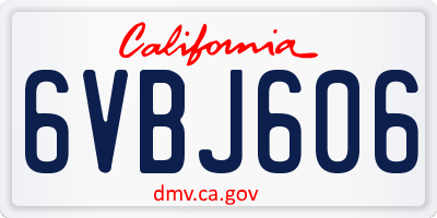CA license plate 6VBJ606