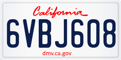 CA license plate 6VBJ608