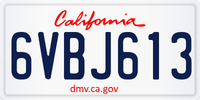 CA license plate 6VBJ613