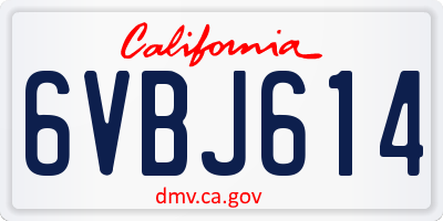 CA license plate 6VBJ614