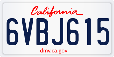 CA license plate 6VBJ615