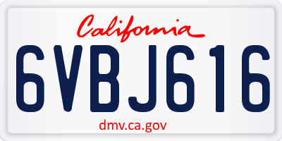 CA license plate 6VBJ616