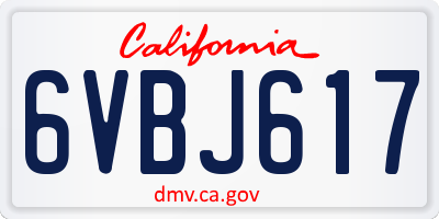 CA license plate 6VBJ617