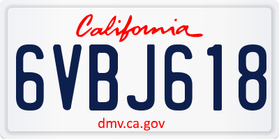 CA license plate 6VBJ618
