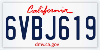 CA license plate 6VBJ619