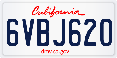 CA license plate 6VBJ620